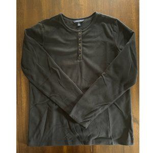 M10-12 Land's End Dark Gray Fleece Henley, NEW